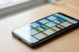 Смартфон на Android с открытыми вкладками браузера, собранными в группы