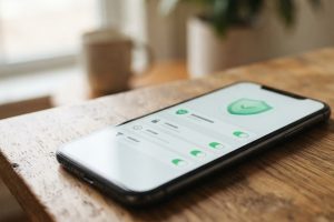 Смартфон с настройками родительского контроля на экране