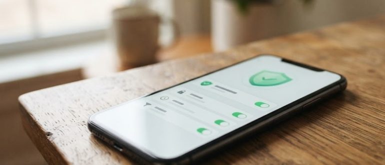 Смартфон с настройками родительского контроля на экране