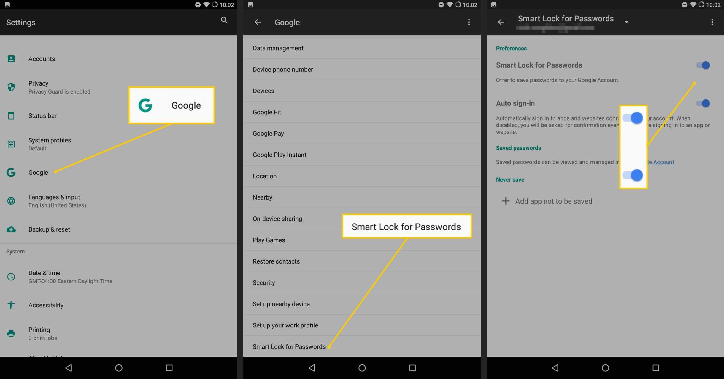 Google smart lock пароли для приложений. отключить на телефоне?